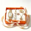 Traje de reloj para mujer con pulsera 4 Moda Transfronteriza Comercio Exterior Reloj de mujer Reloj dorado Reloj de pulsera de cuarzo