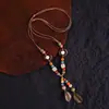 Collar de mariposa de cerámica vintage de estilo chino hecho a mano, estilo étnico femenino, moda nacional, estilo antiguo, cadena de clavícula, collar con cordón, venta al por mayor