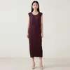 Vestido sin mangas estilo Miyake para mujer, Nuevo modelo de verano, Versátil y adelgazante, Vestido de verano de alta calidad para mujer