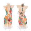 Falda de Cadera Sexy Estampada con Escote en U Profundo Teñida por Partes Ropa Interior Sexy para Mujer Verano Playa Falda Deslizante Dopamina 293