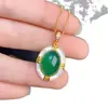 Aretes de Calcedonia Verde Natural, Plata 925 con Artesanía en Oro K, ¡Soporta Certificación! Tamaño de la Piedra Principal: 10*14mm