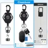 Porta credencial retráctil de alta resistencia transfronterizo, clip negro hexagonal, logo imprimible, hebilla de mosquetón giratoria 360°