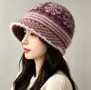 Sombrero de Lana para Madre de Mujer de Edad Media y Mayor de Otoño e Invierno con Pelo de Conejo, Sombrero para Señora Mayor, Sombrero Cálido para Abuela de Mujer con Forro de Lana de Invierno