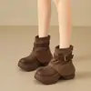 Botas de Campana de Moda para Mujer 2026 Otoño/Invierno Nuevas Botas Cortas de Suela Gruesa que Aumentan la Altura Retro Ajustadas Adelgazantes para Personas Bajas Botas Arrugadas