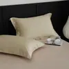 Fundas de almohada de algodón puro de fibra larga 100s de alta gama, juego de dos, algodón puro, aptas para todas las estaciones, hotel de alta gama, color liso, funda de almohada para una persona
