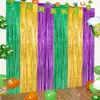 Decoraciones de Fiesta de Carnaval de 2m, Accesorios Temáticos, Borla Verde Dorada Morada, Cortina de Puerta de Seda de Lluvia, Arreglo de Escena de Pared de Fondo