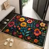 Felpudo de entrada vintage estilo europeo, alfombra de terciopelo de cristal para el vestíbulo, antideslizante, resistente a la suciedad, fácil de limpiar, alfombrilla para pies
