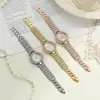 Relógio Feminino Moda Tendência Estilo Coreano Totalmente Cravejado com Diamantes Relógio Feminino Padrão Romano Cravejado com Strass Pulseira de Aço Feminina Atacado