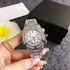 Reloj de pulsera de cuarzo impermeable de lujo de alta gama para mujer, casual y a la moda, esfera grande, oro rosa, lleno de diamantes, tres subesferas