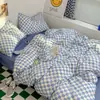 Juego de ropa de cama de verano de cuatro piezas, funda de edredón se vende por separado, sábana individual para cama de dormitorio de estudiante, juego de tres piezas de algodón lavado para una persona