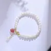 Pulsera de Perlas de Agua Dulce para Mujer Diseño de Nicho ins Pulsera de Lujo Ligero Mejor Amiga Cristal Retro Perla de la Suerte Pulsera de Perlas