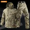 Traje táctico de camuflaje transfronterizo para otoño e invierno, resistente al desgaste y a la suciedad, ropa de trabajo multifuncional de poliéster y algodón, ropa de montañismo para exteriores, uniforme de trabajo