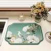Tapete Escorredor de Cozinha Estilo Chinês com Flores e Pássaros, Tapete Absorvente, Tapete Antiderrapante, Tapete de Controle de Água para Louças Domésticas, Tapete Resistente ao Calor para Mesa de Jantar