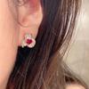 Cao Shi Aretes Transfronterizos Europeos y Americanos de TikTok Live Lujo Ligero Micro-incrustación Otoño e Invierno Nuevos Aretes de Botón Pétalo de Flor Aretes para Mujer