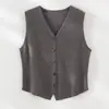 Colete de malha 100% cashmere puro para mulheres, de botões únicos com decote V, design de corte solto, adequado para usar em camadas como uma blusa interna ou como peça externa no outono e inverno