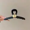 Presilha de cabelo garra para primavera e verão, grampo de cabelo feminino, estilo coreano, novo modelo 2026, preto, elegante, adiciona volume, presilha tubarão extragrande