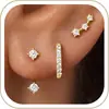 Set de aretes de circonia con temática navideña para mujer, aretes de moda para las fiestas, juego de tres piezas de cobre chapado en oro