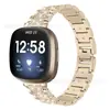 Adecuado para Fitbit versa3 aleación de zinc Correa de Diamantes versa4 tres cuentas reloj de diamantes completos correa de acero