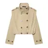 Ropa de mujer de comercio exterior transfronterizo europeo y americano ZA, popular en AliExpress, abrigo corto retro francés de doble botonadura con cuello mao