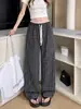 Calça Xadrez com Renda para Mulheres, Verão Fina de Perna Reta Versátil Solta Emagrecimento Comprimento Total Perna Larga Calças, Direto da Fábrica