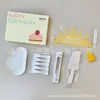 Set de Tenedor Cuchillo Plato Desechables para Pastel Envío Envuelto en Película Caja de Regalo para Fiesta de Cumpleaños Juego de Cinco Piezas Vajilla para Mesa de Pastel
