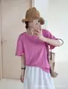 Top Básico Versátil de Color Sólido, Cuello Redondo, Manga Corta, Holgado, Estilo Coreano, Directo de Fábrica