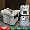 Lavabo Móvil Blanco para Cabeza, Lavabo Curvo, Lavabo de Peluquería Desmontable para Champú, Instrumento de Terapia Capilar, Máquina de Champú con Circulación de Agua para Fumigación