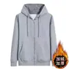 Suéter con capucha y cremallera para hombre, otoño e invierno, nuevo, con forro polar, grueso, informal, de talla grande, chaqueta tipo cárdigan deportiva gris