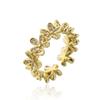 Producto Caliente Transfronterizo Aogu Cobre Oro 18K Zircón Hoja Forma Geométrica Anillo Abierto Diseño Femenino Nicho Nuevo