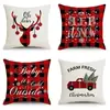Funda de almohada navideña más vendida transfronteriza con estampado festivo de Papá Noel, funda de almohada para decoración del hogar, venta al por mayor directa del fabricante