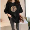 Camiseta de Mujer con Hombros Normales, Nuevo Diseño Verano 2025, Estampado de Nicho, Algodón Puro, Manga Corta, Talla Grande, Top Chic Estilo Hong Kong