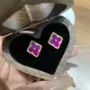 Buqi Lati Pendientes Mini Pequeños Cepillados Italianos Blanco Natural Flor de Fritilario Trébol de Cuatro Hojas Pendientes Estilo Corte Vintage