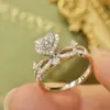 Anillo de Corazón con Circonita Diamante de Plata Esterlina S925 para Mujer Nicho de Gama Alta Lujo Accesible Versátil Abierto Ajustable Nueva Tendencia