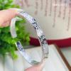 Pulsera de Plata Pura 9999 para Mujer, Diseño Abierto Sólido con Estampado Floral, Pulsera Exquisita de Moda y Versátil, Regalo para Novia