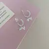 Pendientes Dulces Versátiles de Uso Diario con Clip de Mosquitero de Lazo, Diseño de Nicho, Puños de Oreja de Lujo Ligero, Dulces y Frescos
