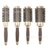 Escova de Cabelo Rolo com Cerdas de Javali Tubo de Alumínio Salão de Beleza Modelagem Cerâmica Tubo de Alumínio Nylon Cabelo Cacheado Marrom