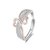 Anel de Amor de Duas Cores Novo Transfronteiriço Feminino Cravejado com Zircônia Design de Luxo Leve de Nicho Anel Simples em Forma de Coração Pulseira