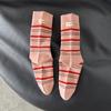 Calcetines de Mujer de Nuevo Color Block con Etiqueta de Tela a Rayas, Calcetines Casuales hasta la Mitad de la Pantorrilla Estilo Universitario, Calcetines Versátiles Slouch, Calcetines Largos Deportivos