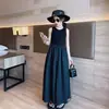 Vestido Hepburn preto sem mangas estilo retro francês para meninas, colete de verão, vestido longo casual de nicho