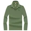 Camisa polo de manga larga de lujo ligero para hombre, hecha de algodón mercerizado, color liso, con un pequeño bordado de caballo en el cuello, adecuada para el uso diario y para ir al trabajo en primavera y otoño