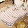 Toalha de Mesa Oval Impermeável e à Prova de Óleo, Não Precisa Lavar, Nova Estilo Creme 2025, Toalha de Mesa de PVC, Toalha de Mesa de Alto Padrão Estilo Ins