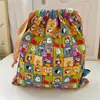 Bolsa de Almacenamiento de Algodón con Cordón de Animales de Dibujos Animados para Artículos Pequeños, Bolsa Decorativa Hecha a Mano, Neceser de Viaje