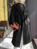 Blazer Longo Feminino Lã Dupla Face Outono/Inverno 2026 com Gola de Terno, Cor Sólida, Caimento Solto, Emagrecimento, Estilo para o Trabalho, Dupla Face, Casaco 100% Lã