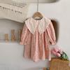 Vestido Infantil 2022 Outono Novo Estilo Menina Gola Boneca Floral Estilo Coreano Roupas de Primavera Estilo Celebridade da Internet Vestido Princesa