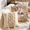 Almohada de Ventana Abuhardillada Retro de Lujo Ligero para Mesita de Noche de Dormitorio con Relleno Funda de Almohada Escandinava de Alta Gama Almohada de Sofá Estilo Crema