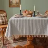 Toalha de mesa estilo Ins para café, à prova d'água e de óleo, toalha de mesa de jantar sem lavagem, toalha de mesa retangular de algodão e linho de cor sólida para mesa de cabeceira
