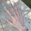 Anillo Apilable de Zafiro Azul Oceánico y Diamante, Anillo de Plata con Diseño Abierto de Doble Bola, Banda Lisa Cepillada, Venta al por Mayor de una Pieza, Estilo Chino Nuevo de Shenzhen