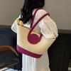 Bolsa de Ombro Tecida com Corda de Algodão de Grande Capacidade para o Dia a Dia 2025 Nova Moda Casual para Praia Férias Bolsa Tote Portátil
