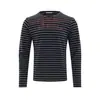 T1305 High Street Retrô Americano Outono Unissex Listrado Cor Estampa de Letras Design Camada Base Masculina Camiseta de Manga Longa