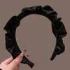 2025 Nueva Horquilla Celebridad de Internet Coreana Diadema de Encaje Crema para Mujer con Corona Alta y Diadema Ancha Antideslizante Accesorio para el Cabello